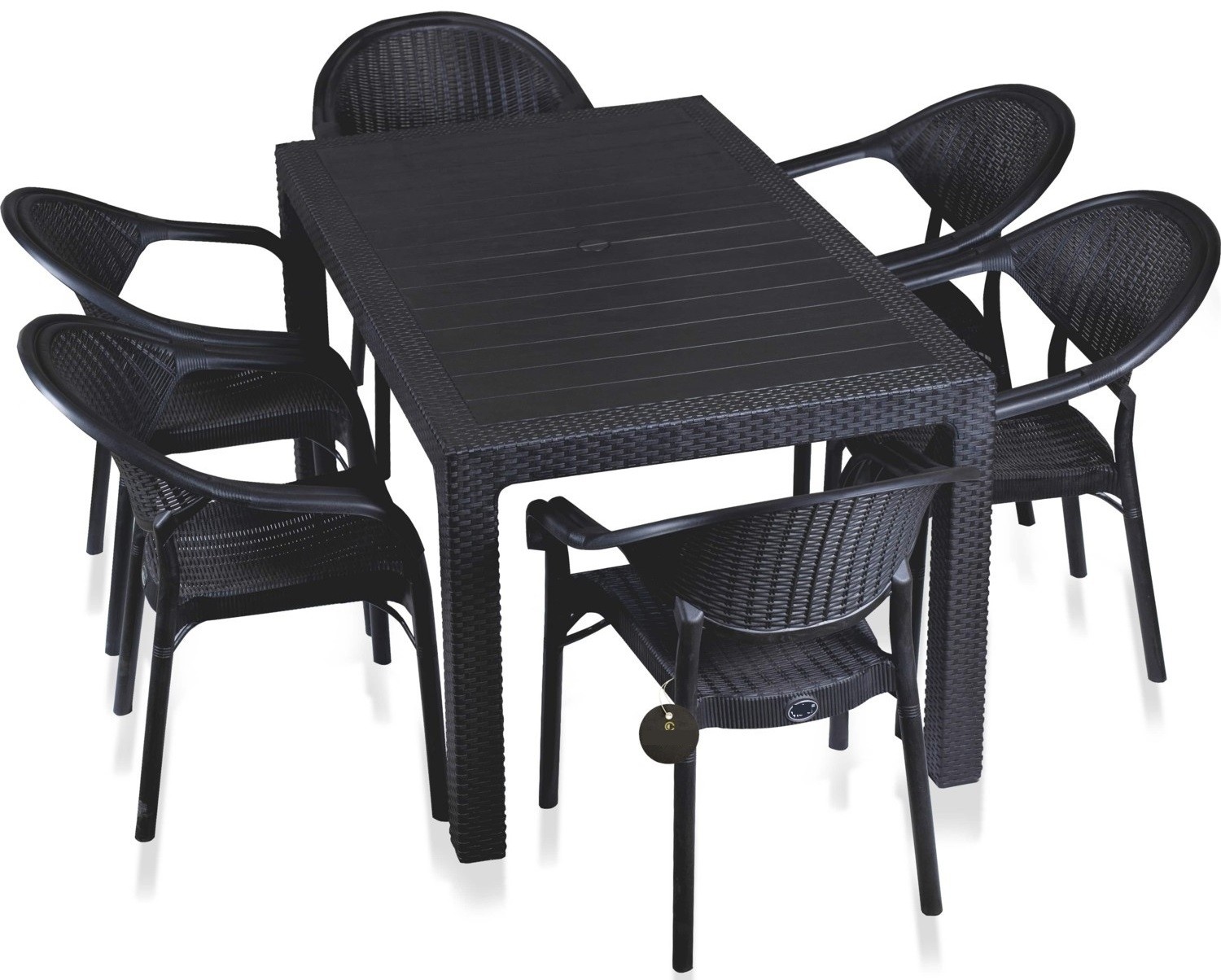 Mesa MIJAS, polipropileno negro, 150 x 90 cms