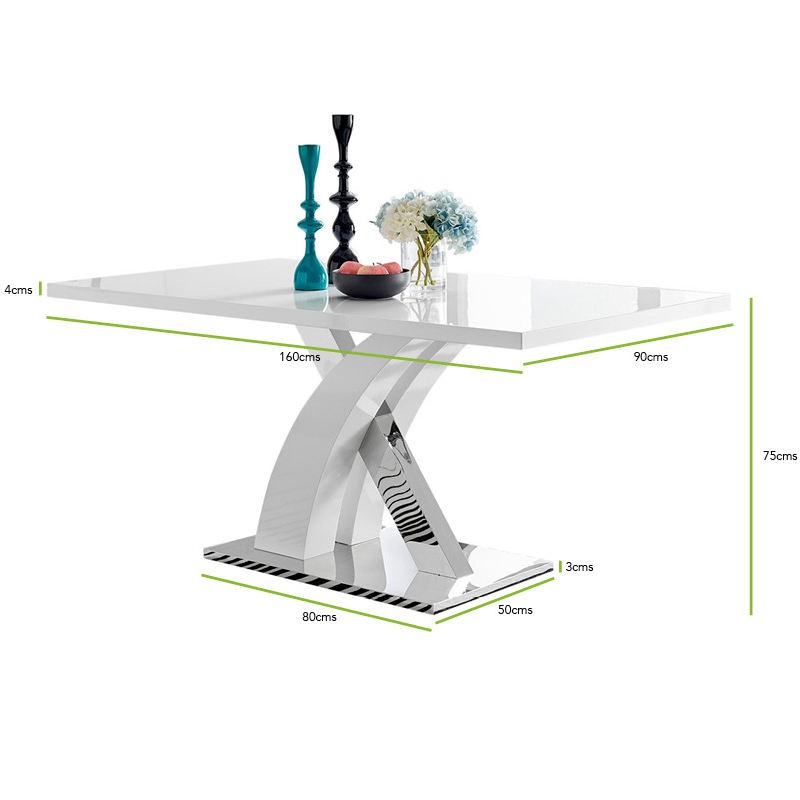 Mesa PATRICIA, acero inoxidable, lacada blanco, 160x90 cms - Imagen 3