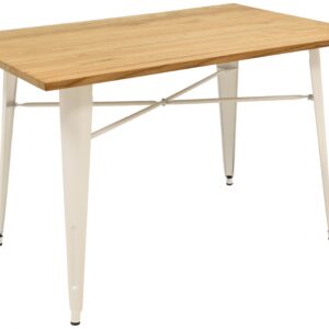 Mesa TOL, acero, blanca, madera, 120x80 cms