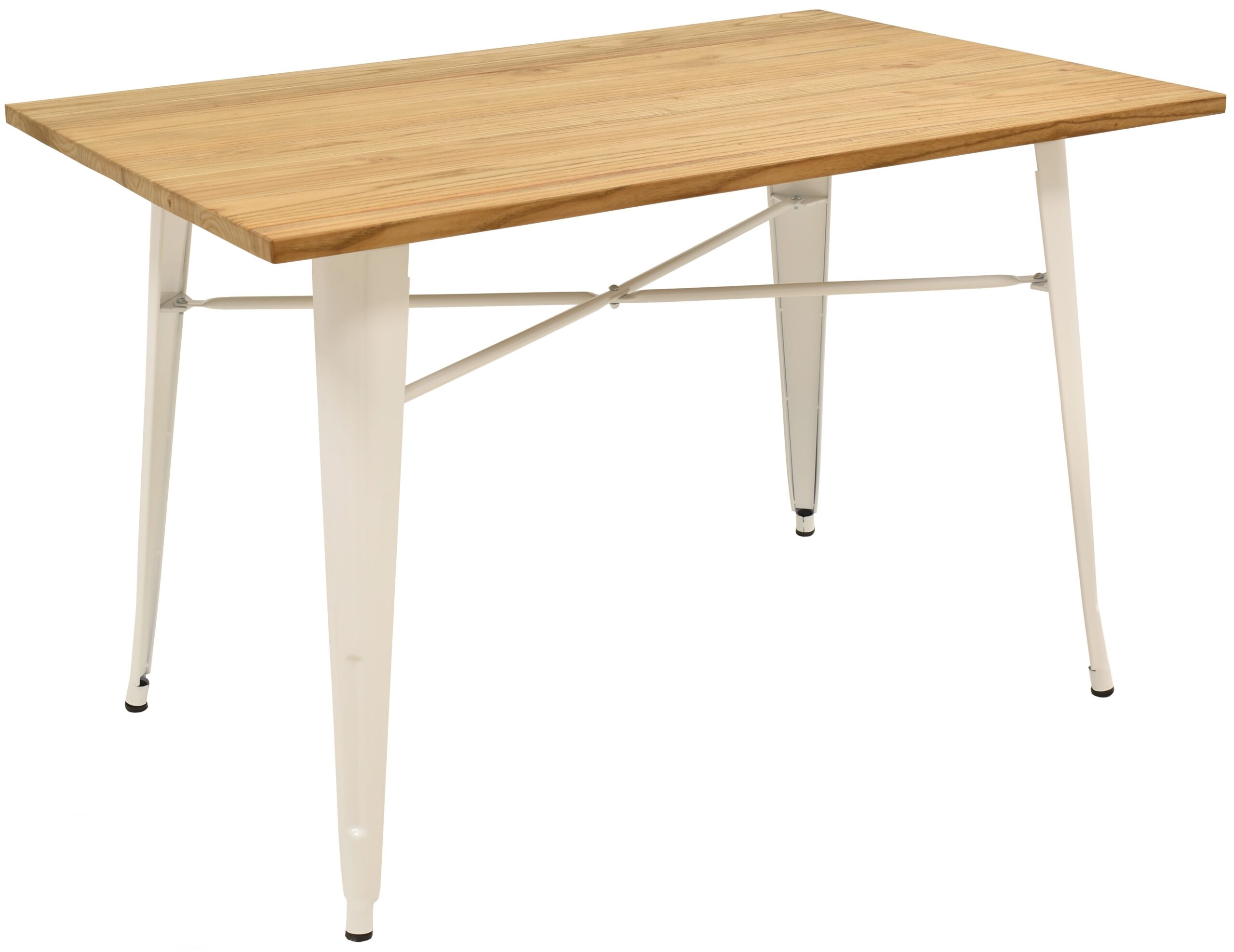 Mesa TOL, acero, blanca, madera, 160x80 cms
