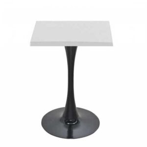 Mesa TULIP, base de 70 cms y tapa de 70 x 70 cms. Color a elegir, Tableros de 70x70 cms: WERZALIT SM - BLANCO 01, Base TULIP altura 70 cms: Negra