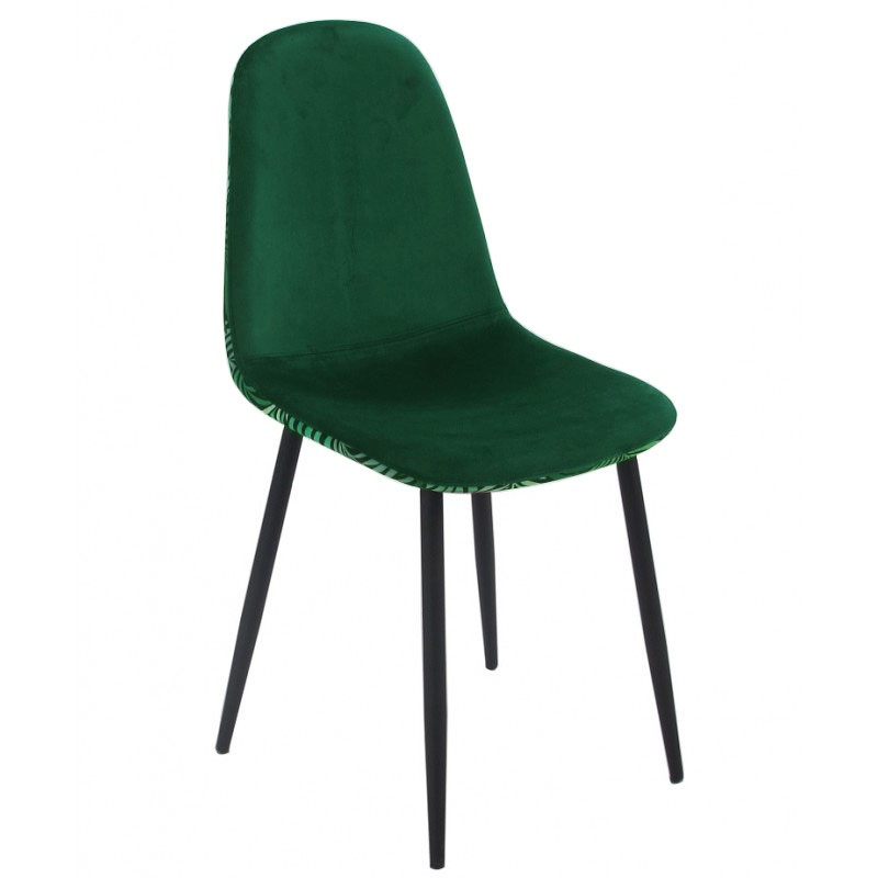 Silla HORUS, metal, tapizado velvet verde con trasera floral a juego - Imagen 2