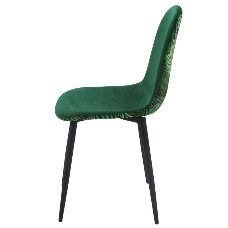 Silla HORUS, metal, tapizado velvet verde con trasera floral a juego - Imagen 3