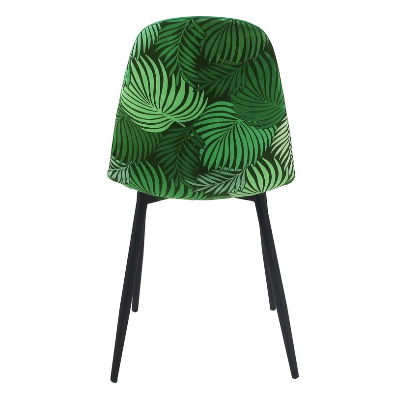Silla HORUS, metal, tapizado velvet verde con trasera floral a juego - Imagen 4