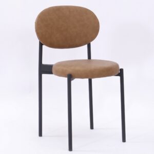 Silla KEOPS, metal, tapizado similpiel marrón claro