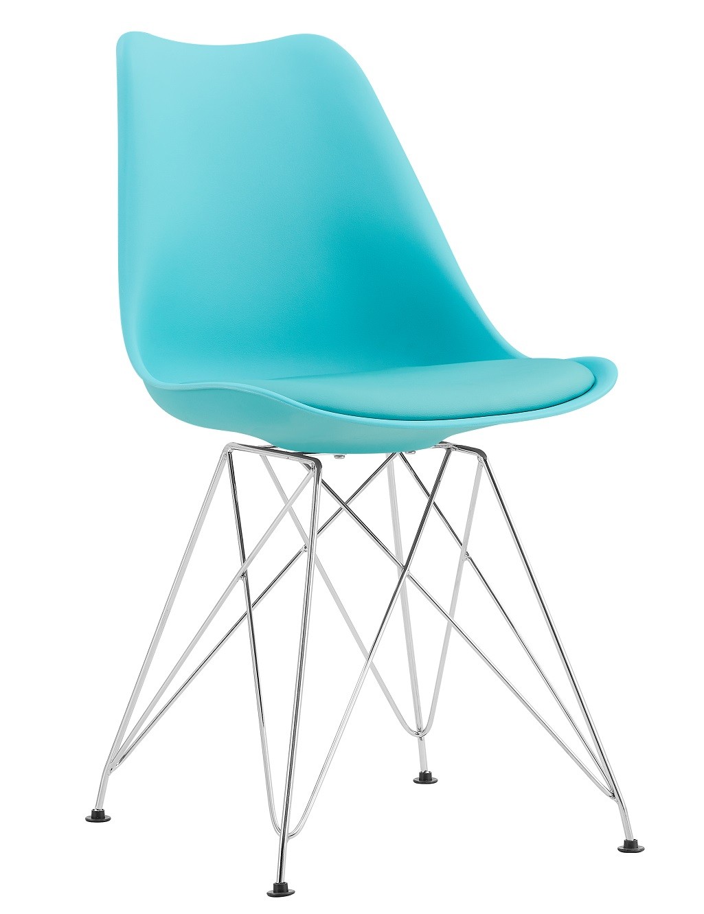 Silla TORRE (SU), cromada, carcasa y cojín turquesa