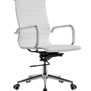 Sillón de oficina KIEV, giratorio, gas, basculante profundo, similpiel blanca