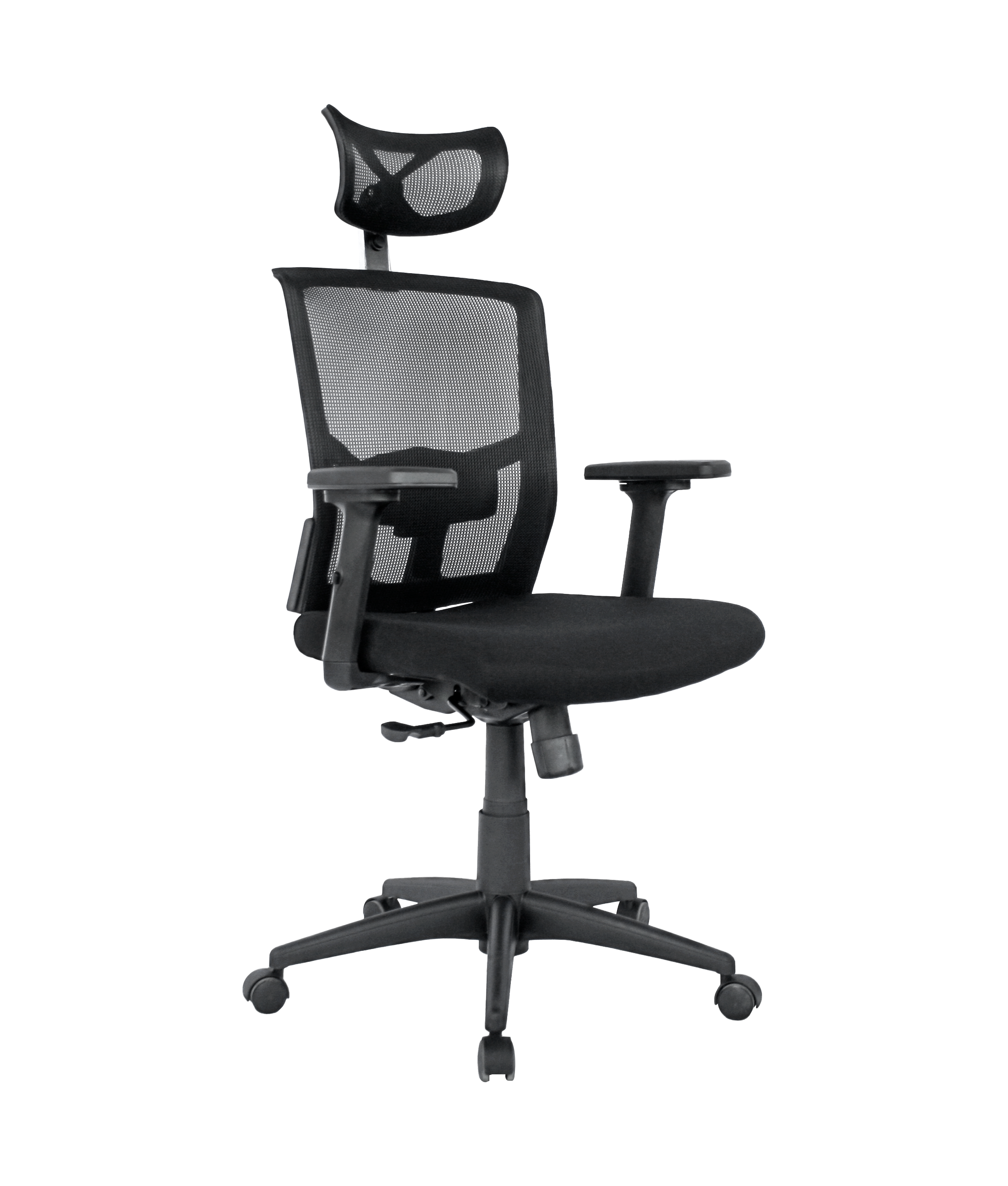 Sillón de oficina NAIROBI, ergonómico, syncro, malla negra, asiento tejido negro