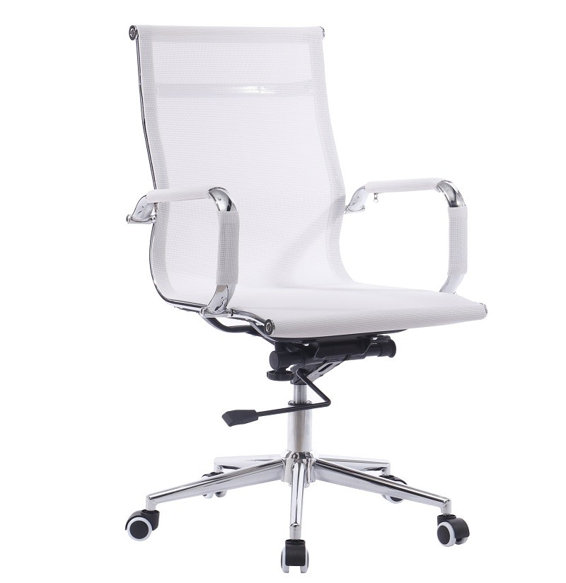 Sillón de oficina ODESA, giratorio, gas, basculante profundo, malla blanca