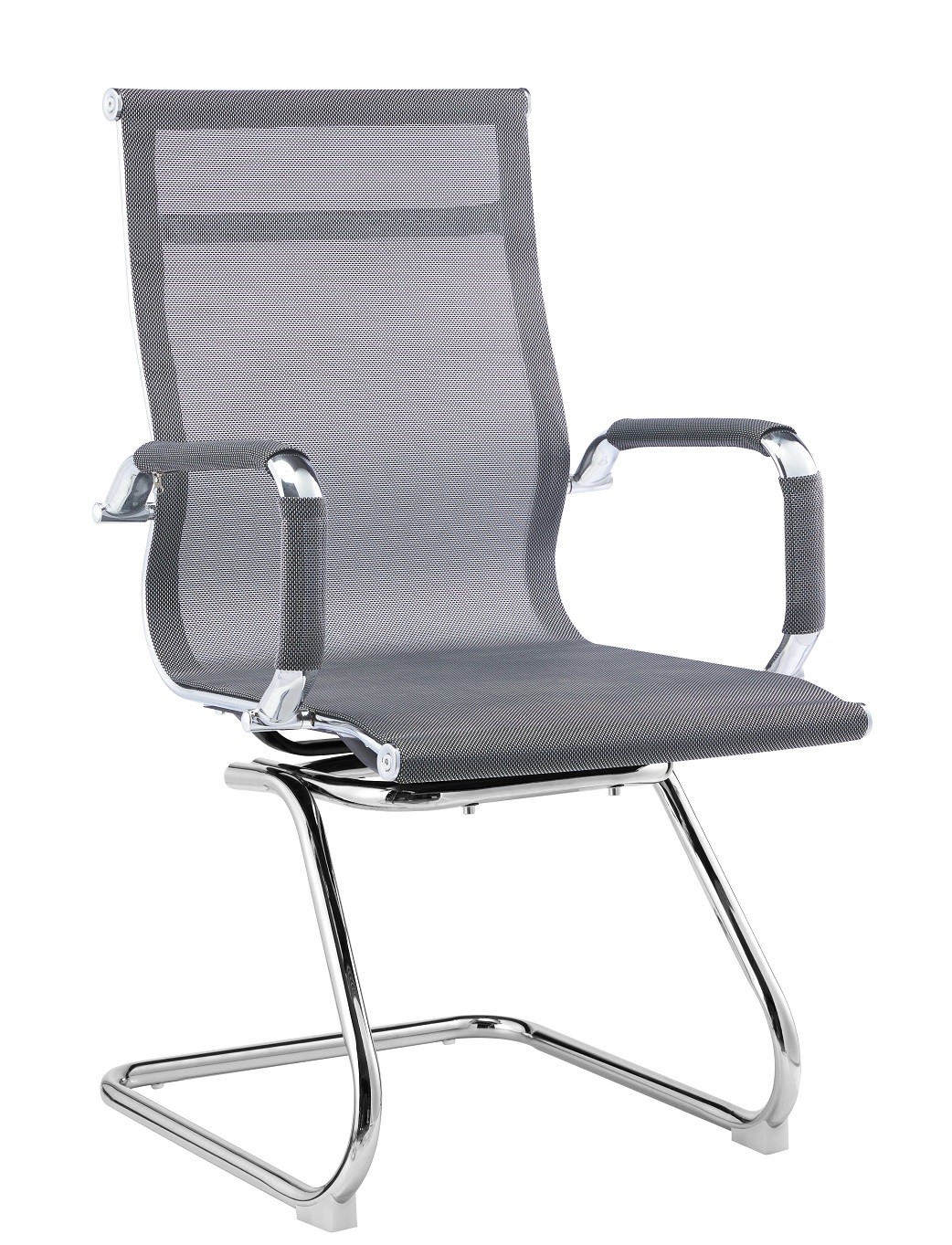 Sillón de oficina PRAGA, fijo, cromado, malla gris