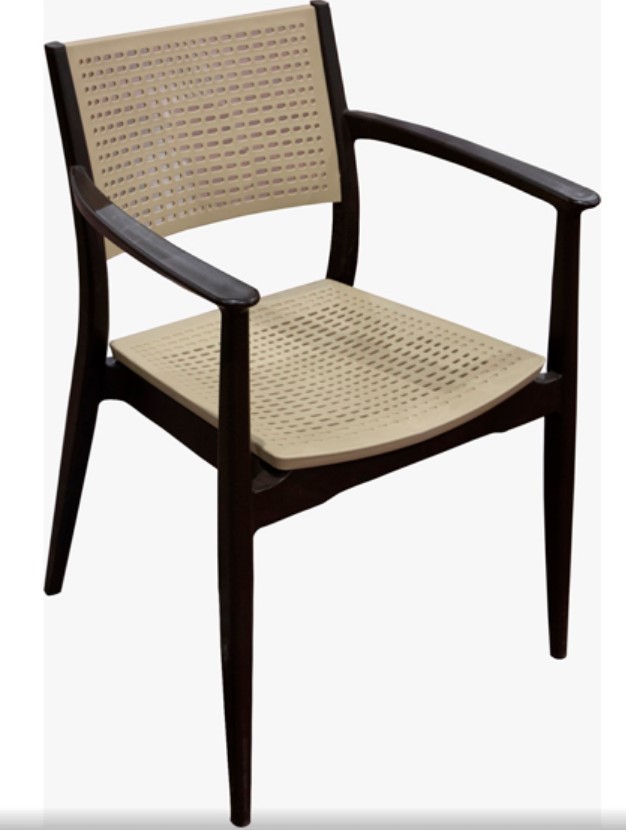 Sillón MILTON, apilable, polipropileno marrón y beige