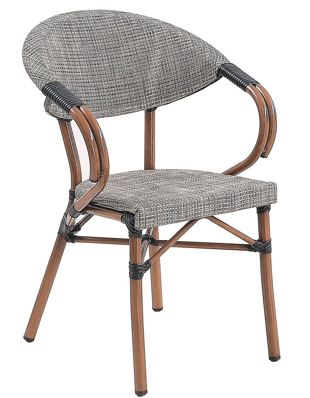 Sillón NERJA, apilable, aluminio, teslin gris bronce