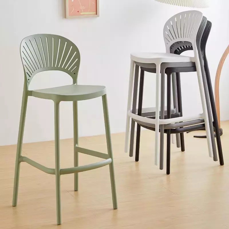 Taburete ABANICO, apilable, polipropileno gris claro - Imagen 3