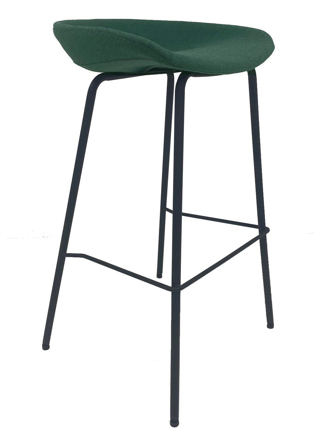 Taburete KIEL, metal, tapizado tejido verde