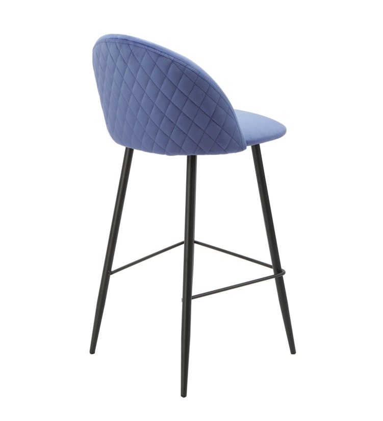Taburete MAGDA, metal, tapizado velvet azul - Imagen 3