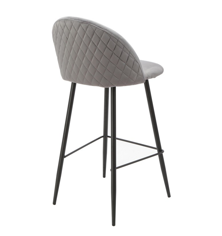Taburete MAGDA, metal, tapizado velvet gris - Imagen 2