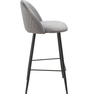 Taburete MAGDA, metal, tapizado velvet gris
