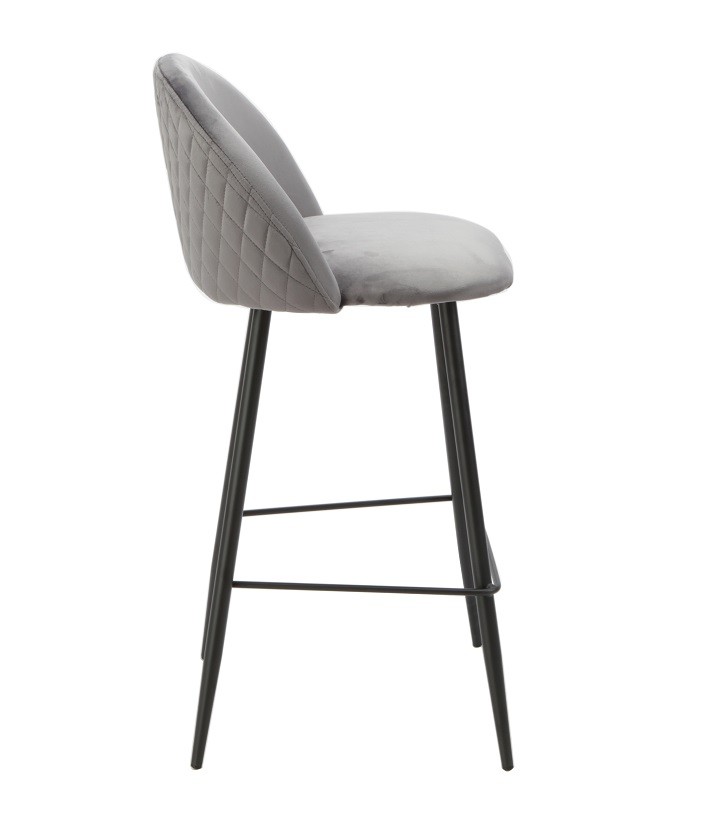 Taburete MAGDA, metal, tapizado velvet gris
