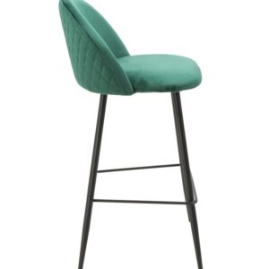 Taburete MAGDA, metal, tapizado velvet verde