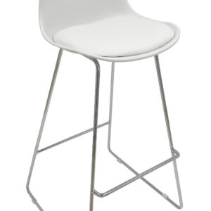 Taburete TOWER FIBB, cromado, carcasa y tapizado blanco