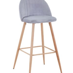 Taburete VELVET NEW, patas metálicas, terciopelo gris 19