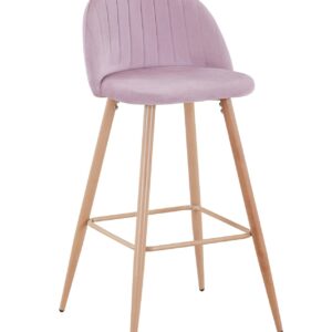 Taburete VELVET NEW, patas metálicas, terciopelo rosa 25