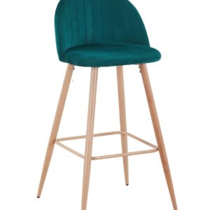 Taburete VELVET NEW, patas metálicas, terciopelo verde 56