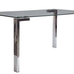 Mesa LAINEY 140 (M), cromada, cristal, 140x80 cms