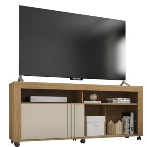 Mueble TV NEW JOY, buriti y blanco roto, 160 cms.