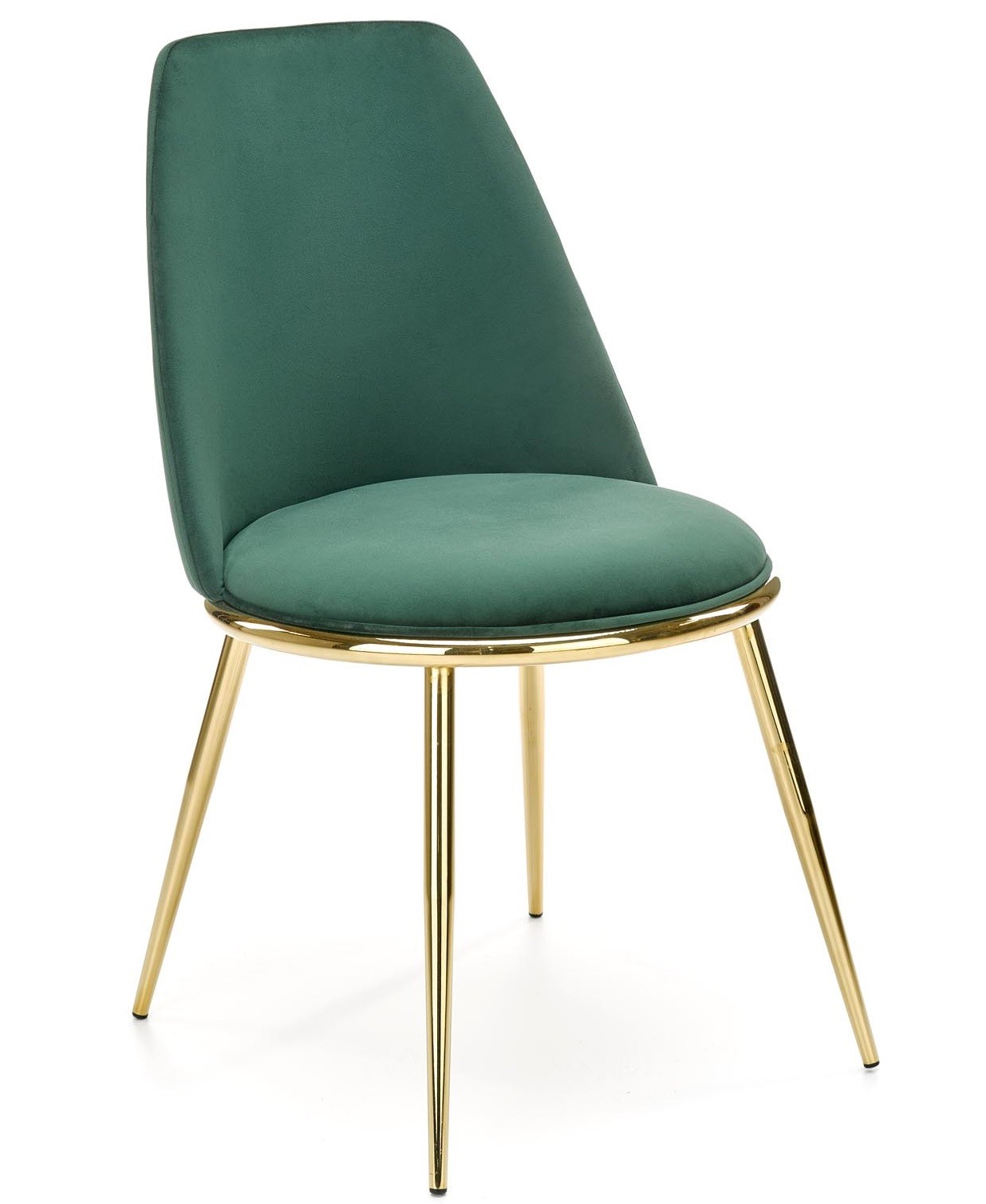 Silla TAVIRA, metal, cromado dorado, tapizado velvet verde oscuro