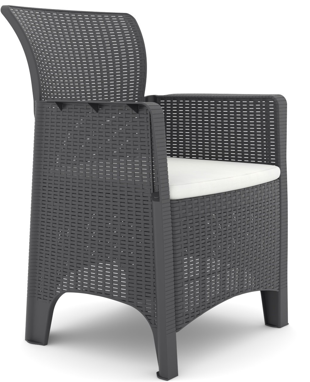Sillón ILEÓN, polipropileno antracita, cojín beige