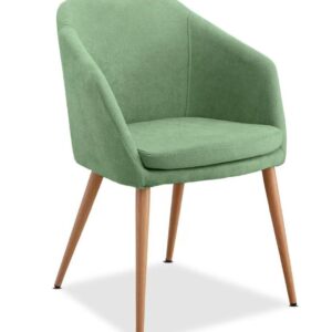 Sillón LART, metal, tapizado tejido linen verde claro