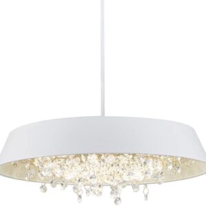 Lámpara JENA BL, colgante, metal, blanca, cristal, led