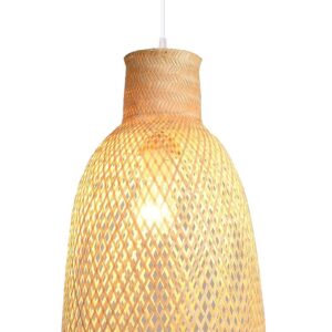 Lámpara PAPUA, colgante, pantalla de bambú natural trenzado