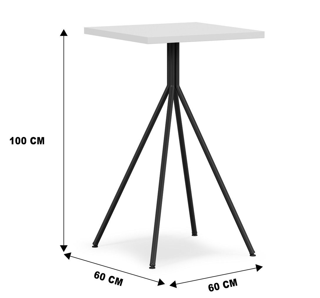 Mesa BISTRÓ, alta, metal negro, tapa de MDP color blanco, 60 x 60 cms - Imagen 2