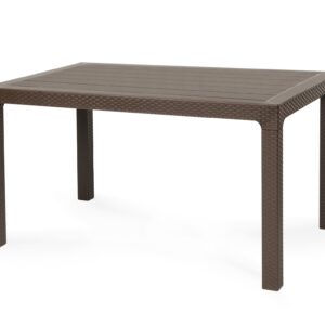 Mesa TROPICAL, ratán, polipropileno marrón chocolate, 150 x 90 cms