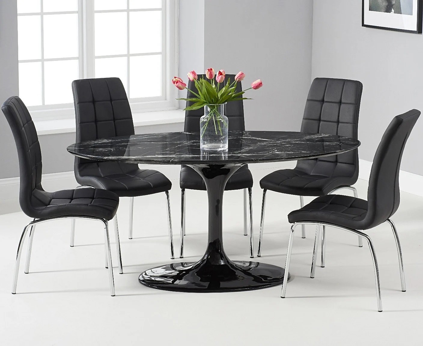 Mesa TUL, oval, fibra de vidrio, mármol negro 160x90 cms - Imagen 2