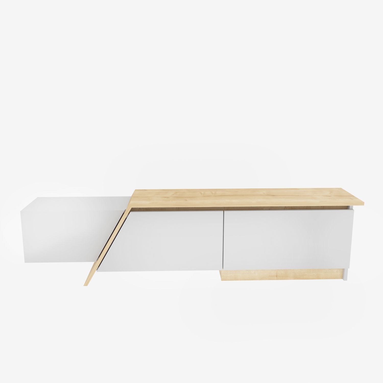 Mueble de TV PRUDENCE, biIaminado blanco con roble, 180 cms. - Imagen 5