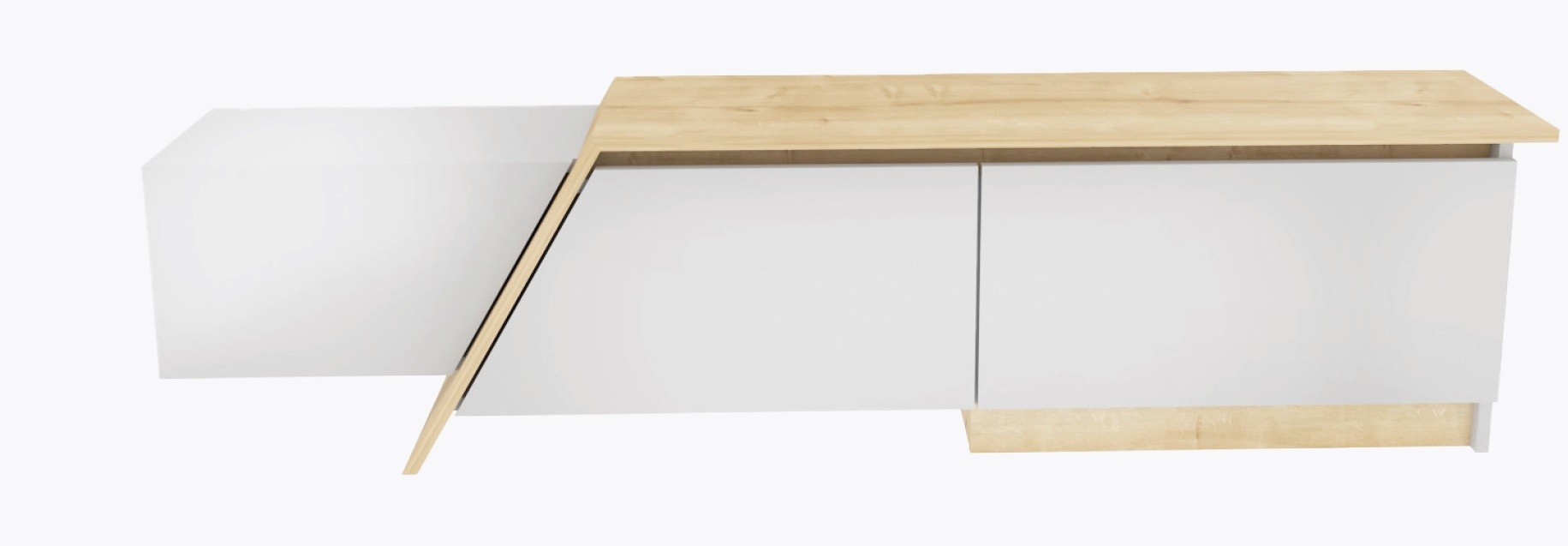 Mueble de TV PRUDENCE, biIaminado blanco con roble, 180 cms. - Imagen 6