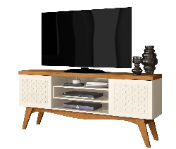 Mueble TV LIZ, blanco roto y coral, 160 cms. - Imagen 5
