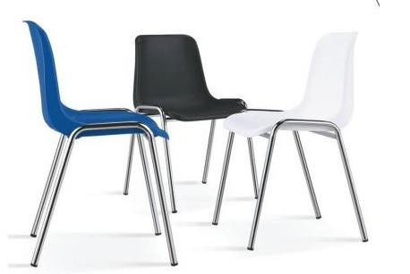 Silla CARCASA, apilable, cromada, polipropileno blanco - Imagen 4