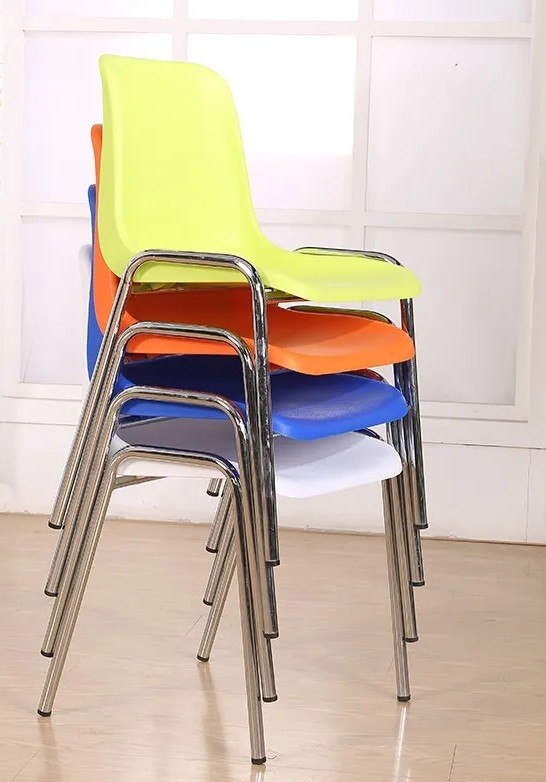 Silla CARCASA, apilable, cromada, polipropileno blanco - Imagen 5