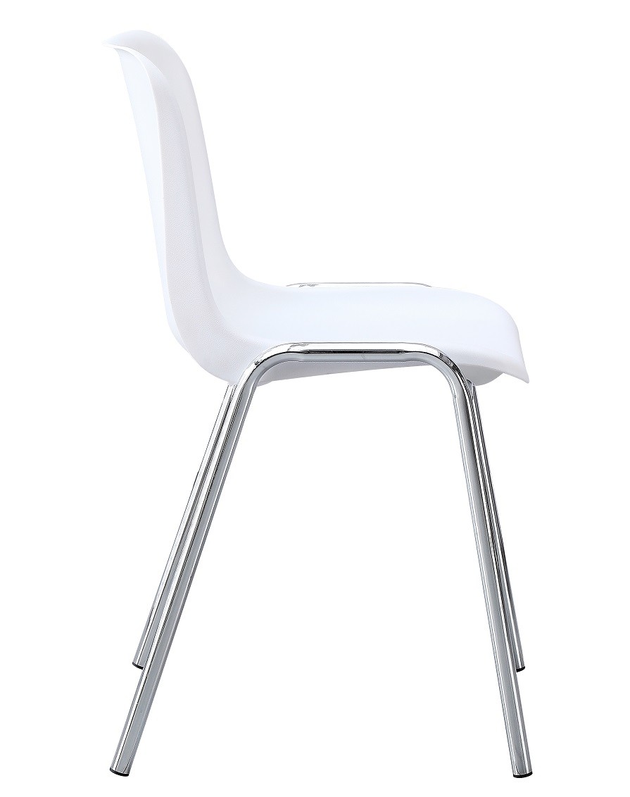 Silla CARCASA, apilable, cromada, polipropileno blanco - Imagen 2