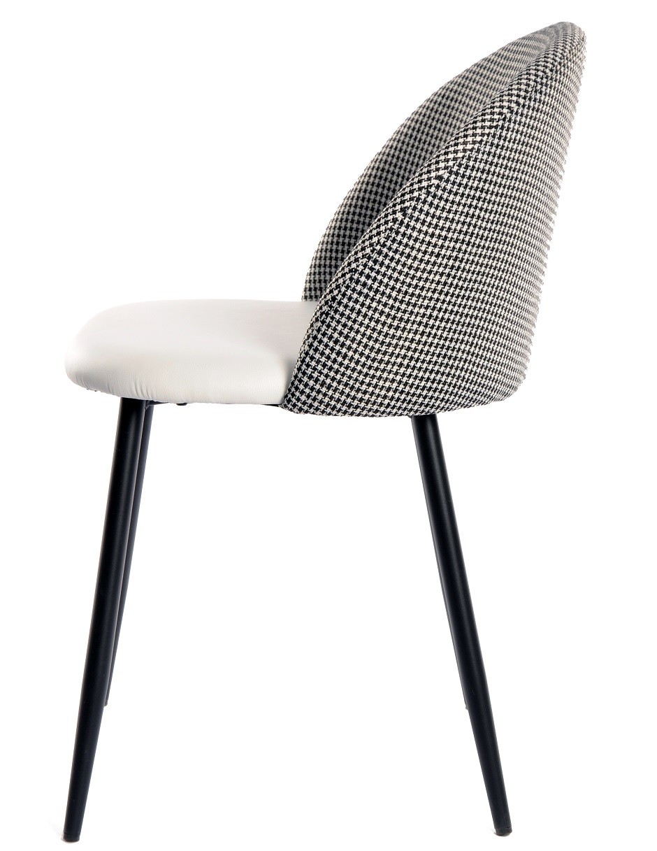 Silla ETNA, metal negro, tapizado pata de gallo y similpiel blanca - Imagen 3