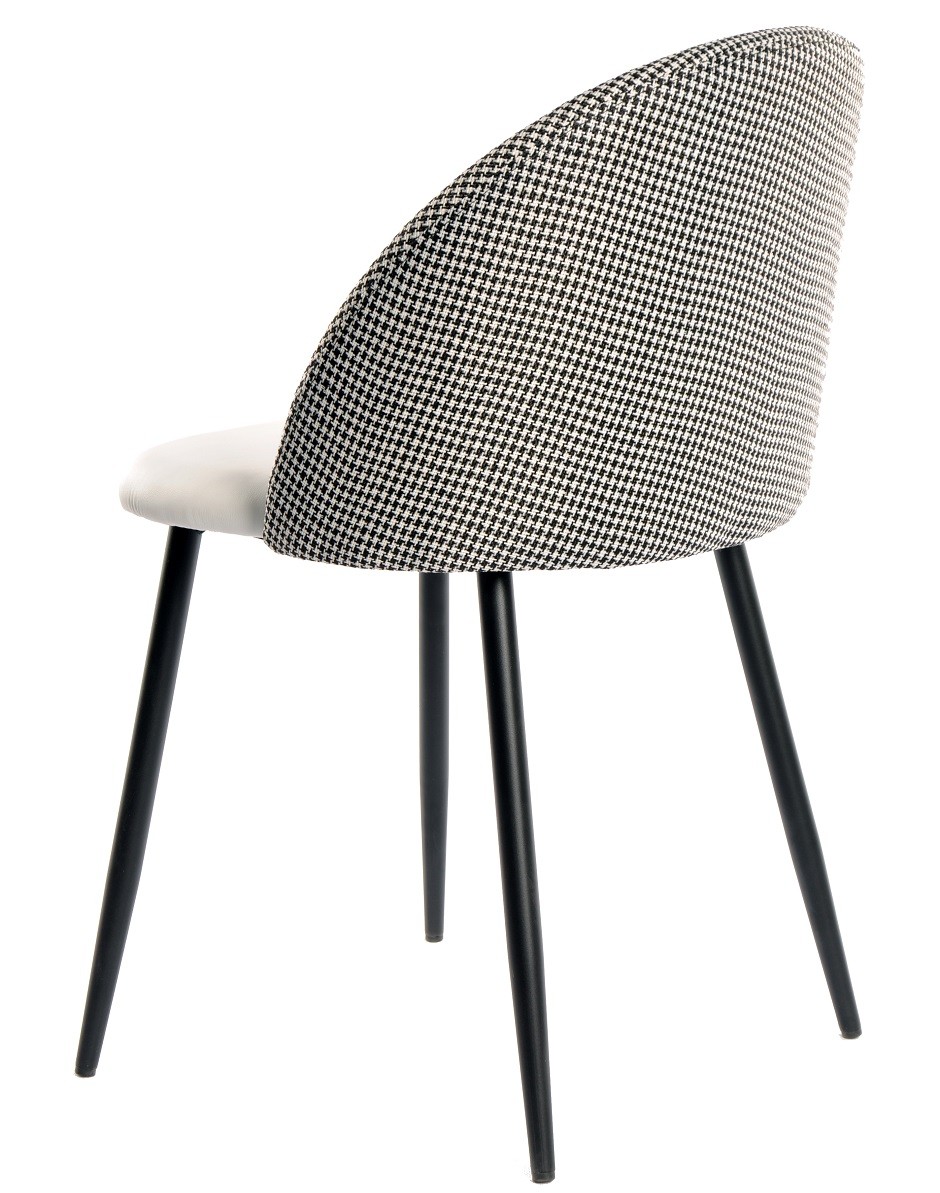 Silla ETNA, metal negro, tapizado pata de gallo y similpiel blanca - Imagen 4