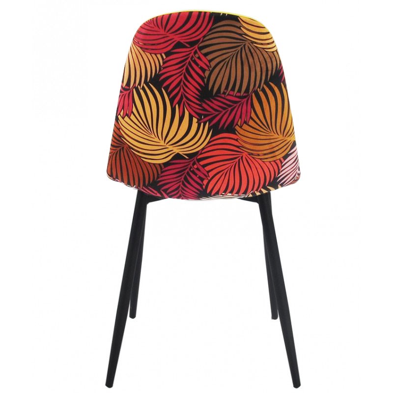 Silla HORUS NEW, metal, tapizado velvet amarillo con trasera floral a juego - Imagen 2