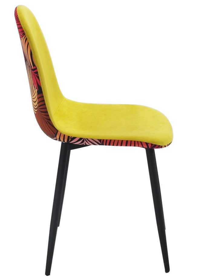 Silla HORUS NEW, metal, tapizado velvet amarillo con trasera floral a juego - Imagen 4