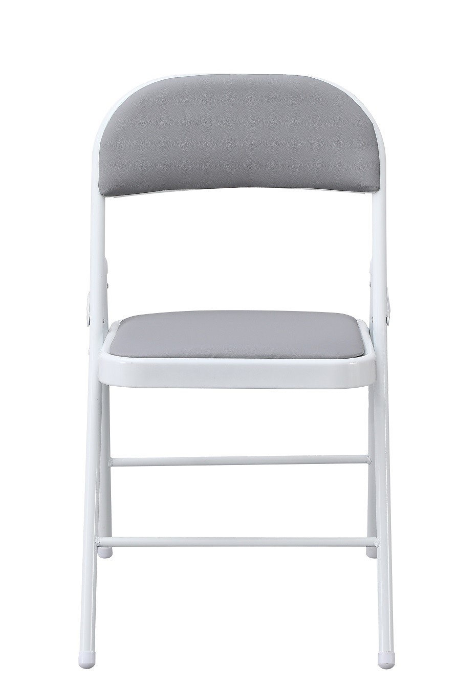 Silla SMART, plegable, metal, epoxi blanco, vinilo gris claro - Imagen 4