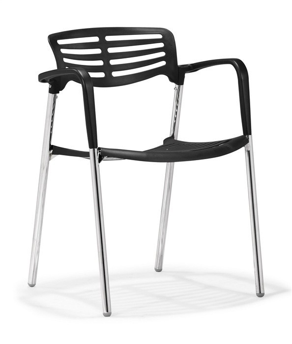 Sillón ALBENIZ, cromado, polipropileno negro - Imagen 2