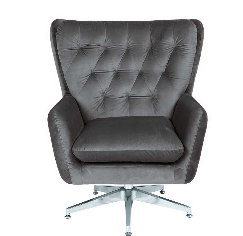 Sillón BÉCQUER, giratorio, regulable, tapizado velvet gris - Imagen 2